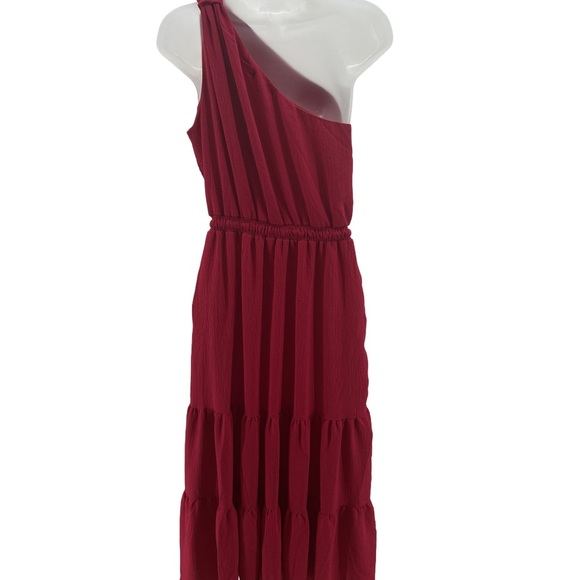 Max Studio Cranberry One Shoulder Sleeveless Sundress - Picture 2 of 5